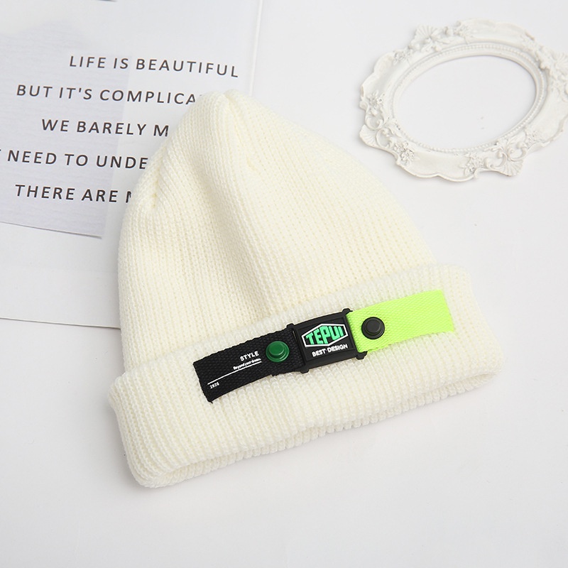 Mũ len dệt kim beanie thêu TEPUI Hàn Quốc thời trang unisex thu đông giữ ấm cho nam nữ L04