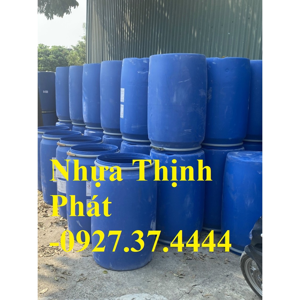 Thùng Phi Nhựa Cũ/ Thùng Phi Nhựa 160L Nắp To Có Đai Nắp/ Thùng Phuy Nhựa Màu Xanh/ Thùng Phi Nhựa Đựng Nước Tưới Cây