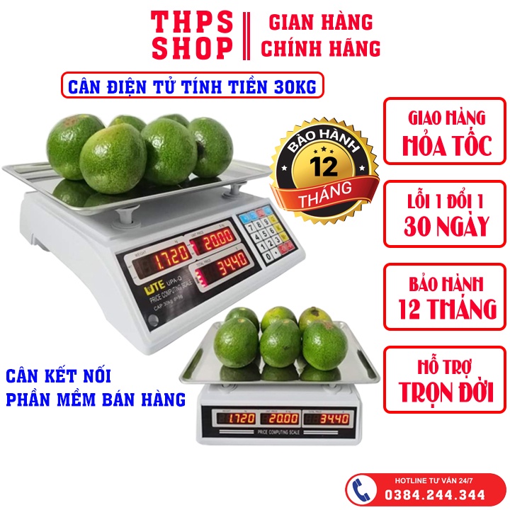 [HÀNG NHẬP KHẨU] CÂN ĐIỆN TỬ TÍNH TIỀN UTE-UPA-Q 30KG - ĐĨA CÂN INOX DẠNG LÕM - KẾT NỐI PHẦN MỀM BÁN HÀNG