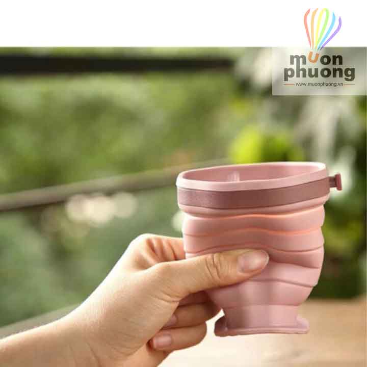 Ly uống nước 220ml silicone hình bát giác xếp gọn có tay cầm dã ngoại, du lịch hoặc sử dụng hàng ngày - MUÔN PHƯƠNG SHOP