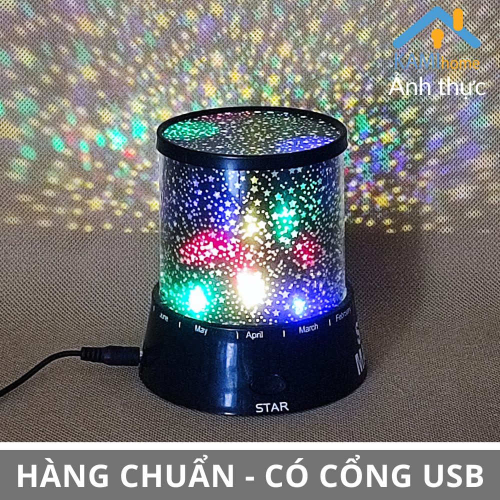 Đèn ngủ led trang trí chiếu sao hình Trụ cổng cắm điện cổng USB và dùng pin KM 26012