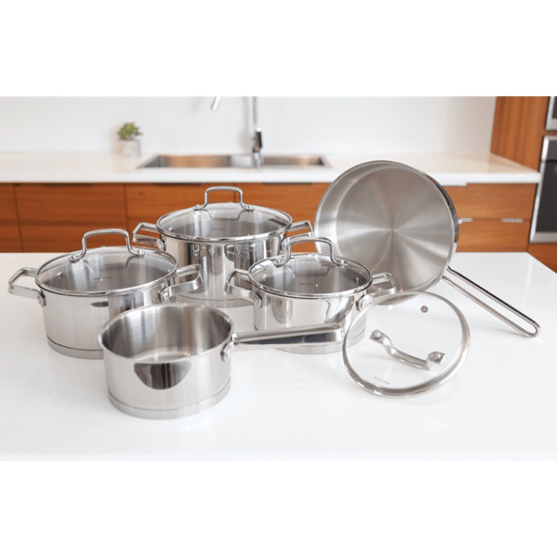 Bộ nồi inox 304 cao cấp Malloca SA-1503 (9 món) - Bảo Hành 1 Năm - Hàng Chính Hãng