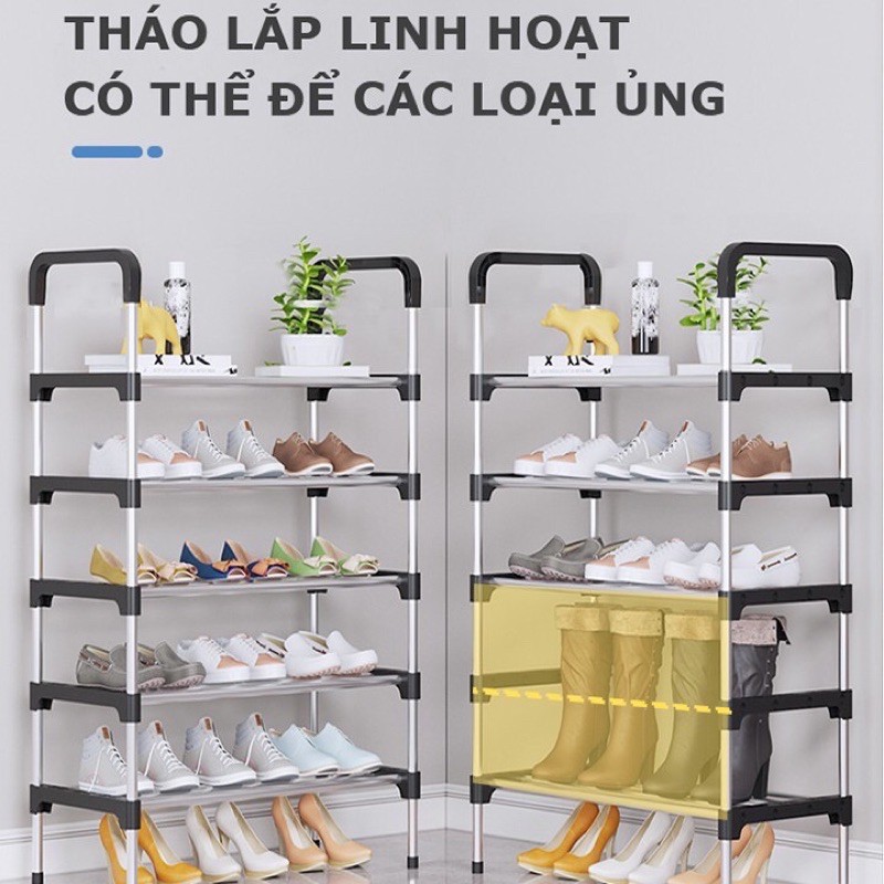 Kệ Để Giày Dép 5 Tầng Khung Inox Chắc Chắn- Kệ Giầy Dép Đa Năng 5 Tầng Lắp Ráp Thông Minh Tiện Lợi