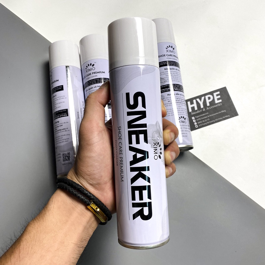 Chai vệ sinh giày sneaker dạng xịt bọt chính hãng thể tích 300ml thương hiệu XIMO x HYPE Sneaker