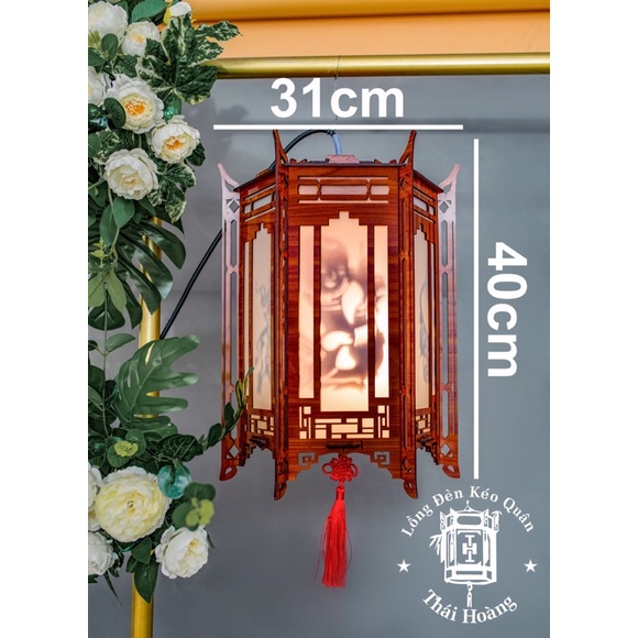 Đèn thả trang trí, đèn kéo quân gỗ, Đèn kéo quân gỗ Thái Hoàng