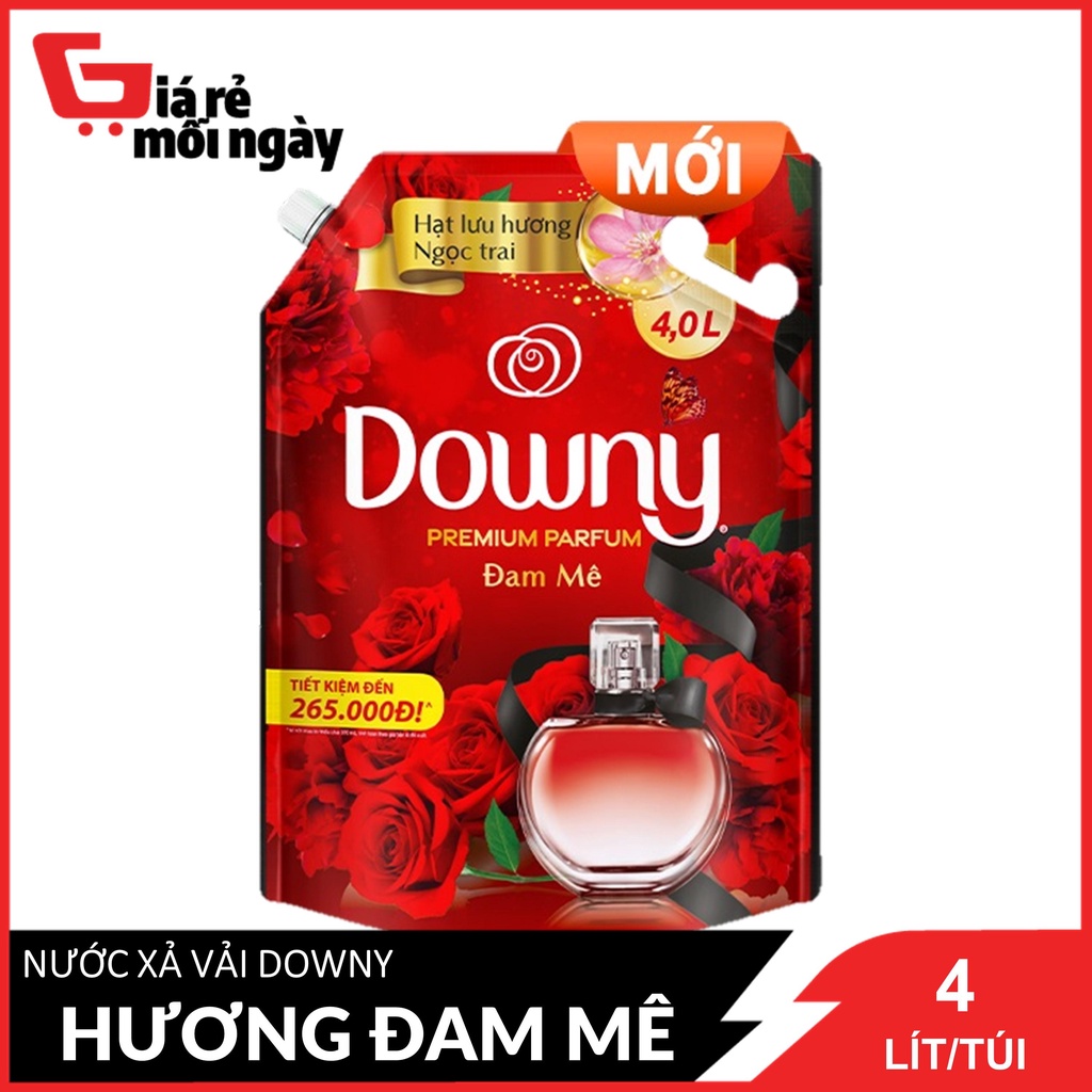 Nước Xả Vải DOWNY Nước Hoa Cao Cấp Đậm Đặc Hương Đam Mê Túi 4L