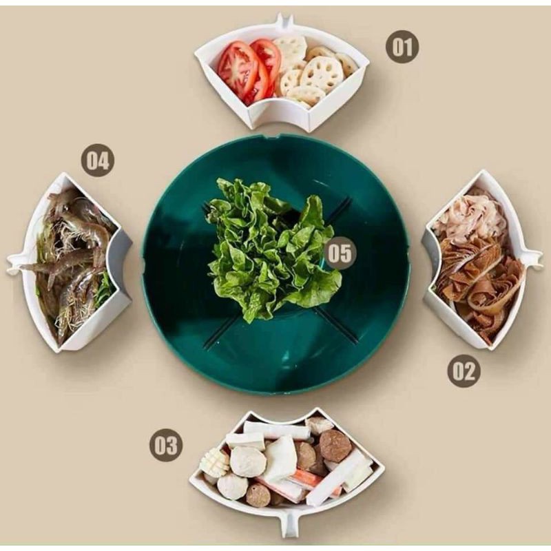 RỔ NHỰA 2 LỚP 5 NGĂN XOAY 360 ĐỘ ĐỰNG RAU CỦ THỨC ĂN  NGĂN NẮP  TIỆN LỢI SIZE 32CM