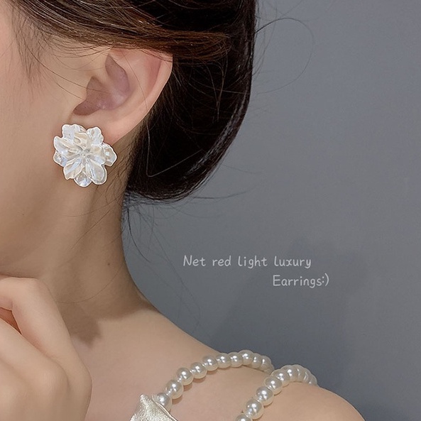 Bông Tai Mạ Bạc 925 Hình Hoa Thanh Lịch Thời Trang Phong Cách Hàn Quốc Cho Nữ