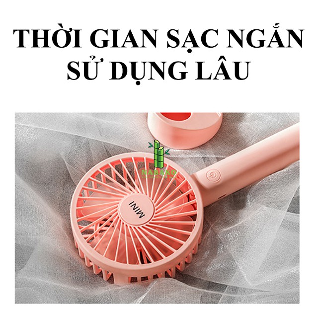 [Pin Trâu 6 Tiếng] Quạt Mini Cầm Tay 3 Cấp Độ Để Bàn Sạc Pin Tích Điện Có Đèn Gọn Nhẹ, Dễ Dàng Mang Theo - Nabako | BigBuy360 - bigbuy360.vn