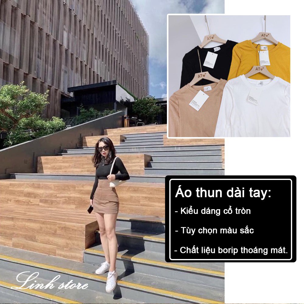 Áo Thun Dài Tay Nữ 🦋SALE🦋 Áo Phông Cổ Tròn Dáng Ôm Body phong cách hàn quốc Nhiều Màu nhập khẩu cao cấp