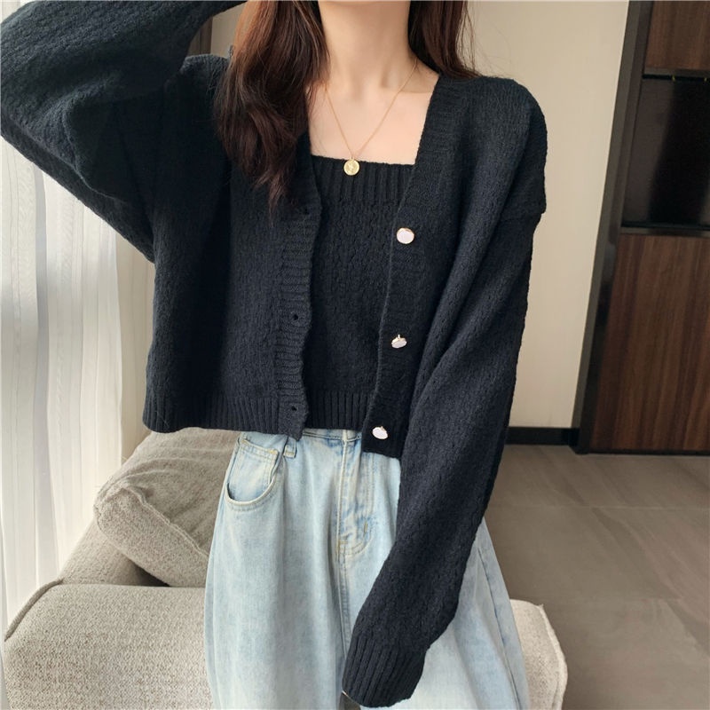 Lil Forest Set đồ 2 món gồm áo khoác Cardigan dệt kim dáng ngắn thời trang xuân thu cho nữ | BigBuy360 - bigbuy360.vn