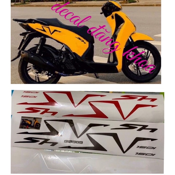 Tem chữ SV dán xe SH siêu mới tem đủ 3màu chống phai màu