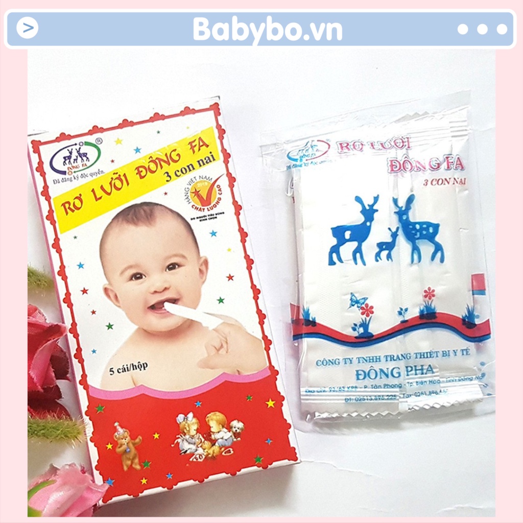 Tưa lưỡi vải xỏ ngón, set 50 rơ lưỡi Đông Fa làm sạch lưỡi, khoang miệng cho bé