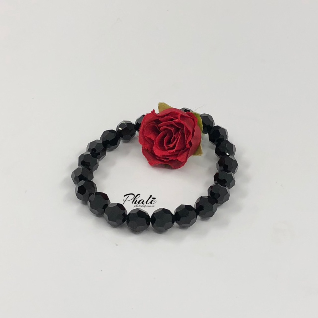 Vòng Tay Pha Lê Tròn Đen Huyền S08mm Được Thiết Kế Từ Pha Lê Swarovski