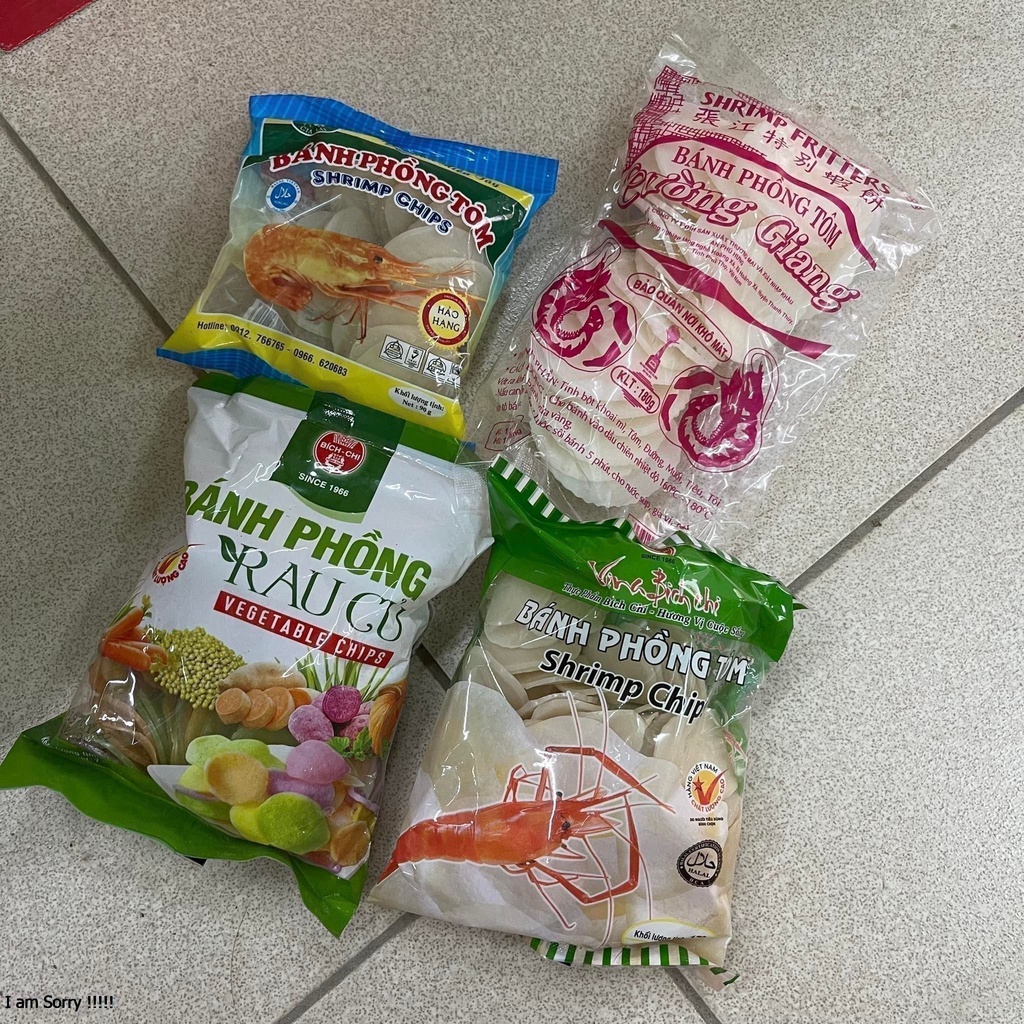 Bánh phồng tôm, bánh phồng tôm rau củ quả Cường giang, Bích Chi gói 90g/170/200g