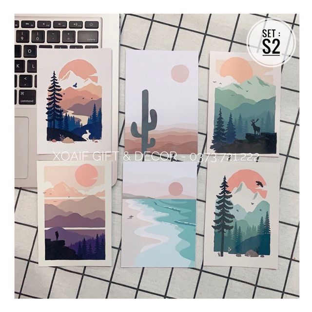 Set 6 tấm thiệp postcard NGHỆ THUẬT S1, S2 có sẵn decor trang trí phòng cực xinh