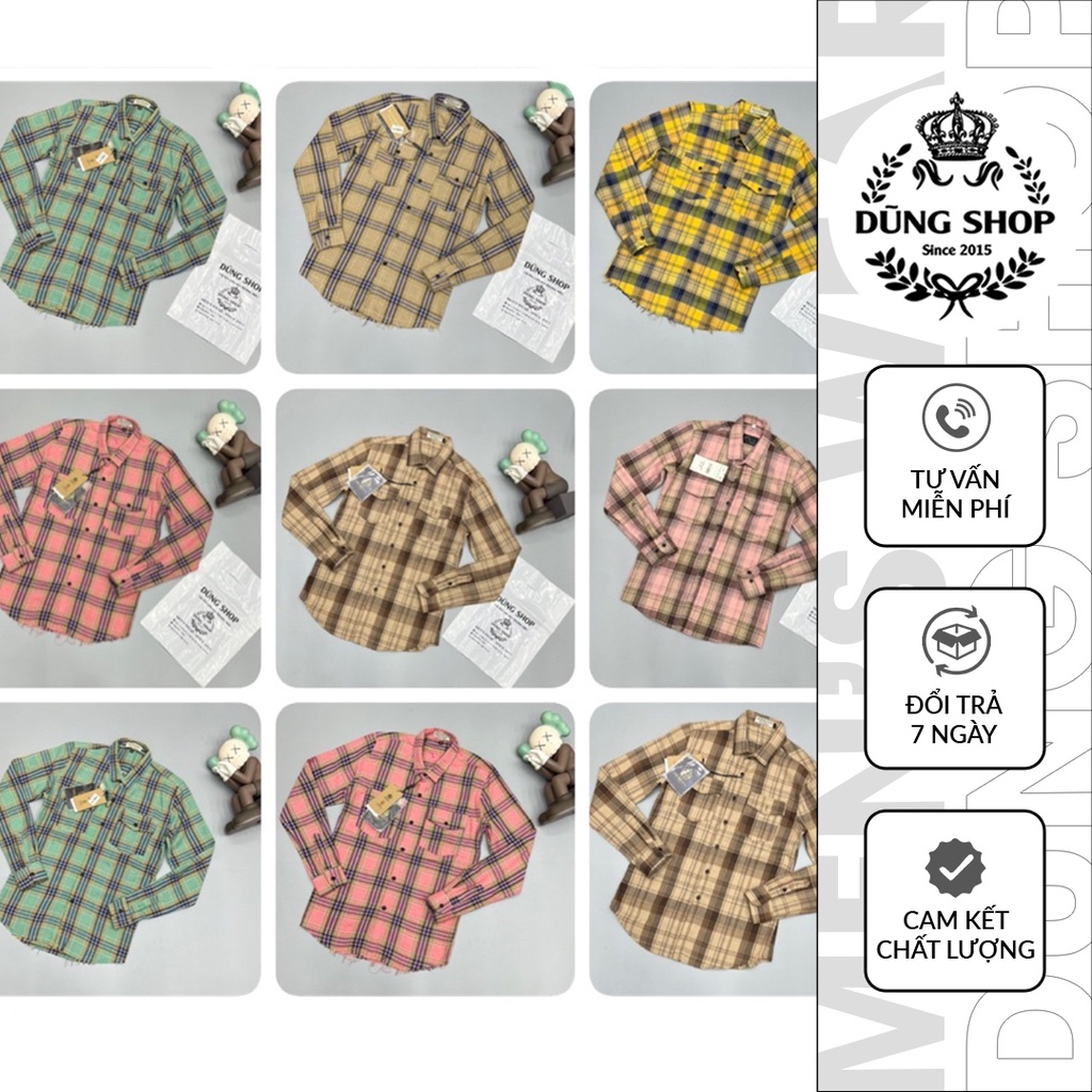 Áo sơ mi kẻ 2 túi ngực , sơ mi nam kẻ pha màu giá dễ phối đồ -T016