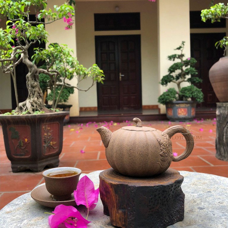 Ấm Chén Pha Trà Bí Ngô Bát Tràng độc ẩm