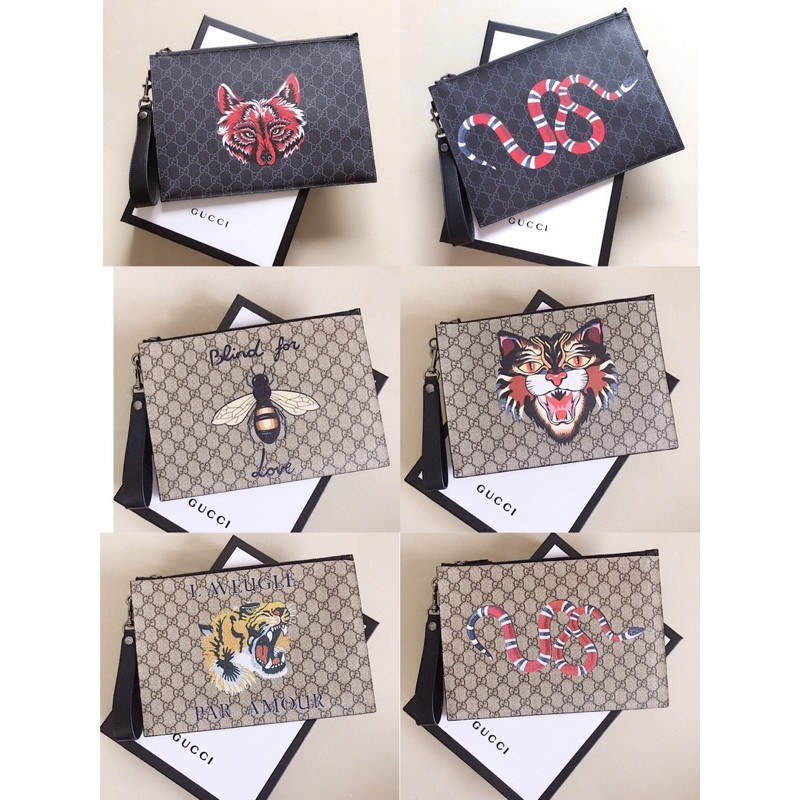 ví tab đứng cầm tay khoá kéo một ngăn to nhiều ngăn nhỏ đựng thẻ gucci GC GG