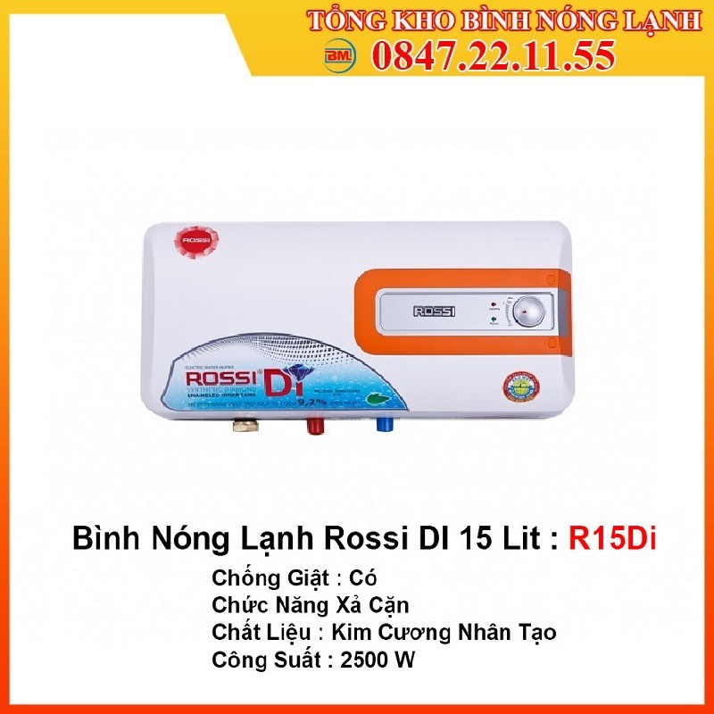 Bình nóng lạnh Rossi ngang 15L R15Di