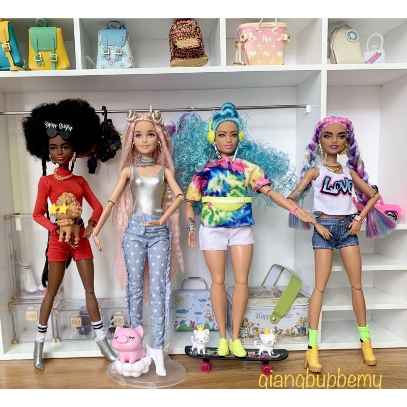 Búp bê Barbie Extra có 11 khớp, giá rẻ, nhập Mỹ, tách đồ inbox shop! (lướt sang phải xem hình chụp thật)