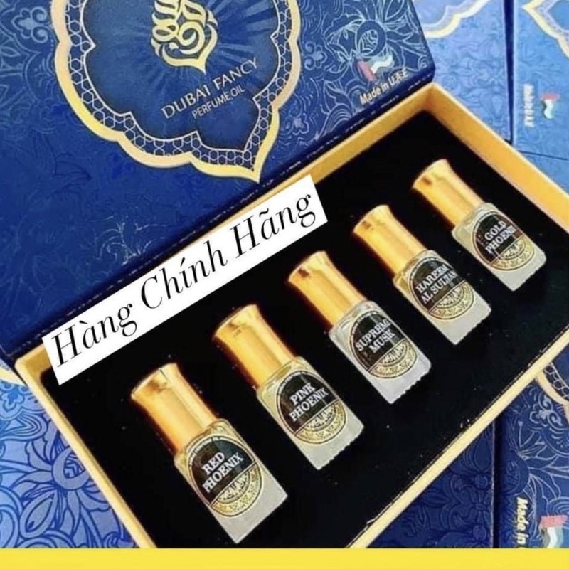 Sale [CHÍNH HÃNG] SET MINI 5 LỌ (5 MÙI) TINH DẦU THƠM DUBAI FANCY