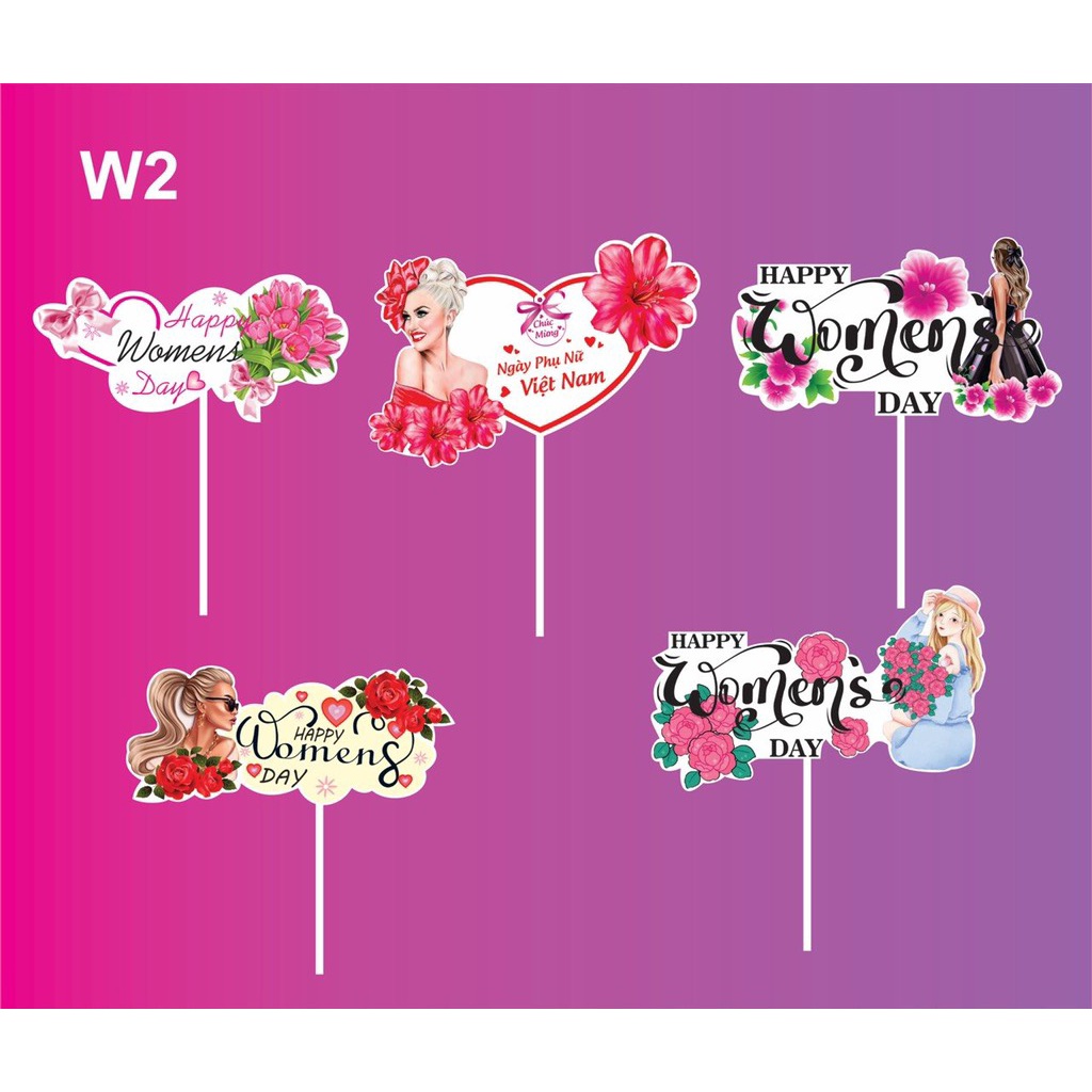 5 Set giấy WOMEN DAY trang trí bánh kem