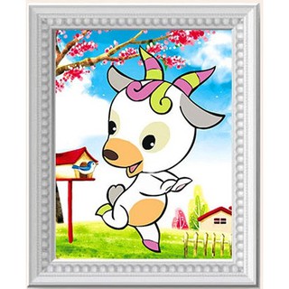 Tranh đính đá con dê. kt: 30cm x 36cm