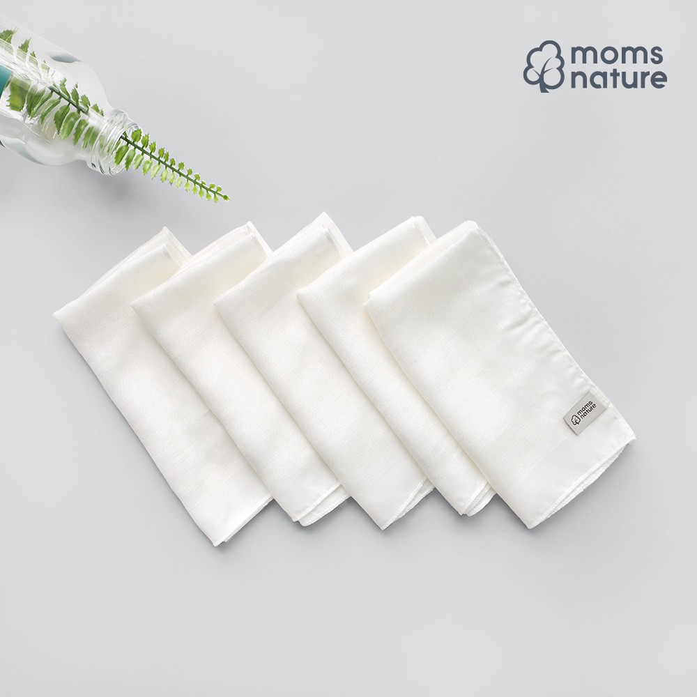 Set 10 khăn sữa sợi tre trắng vải gạc [Mom's Nature - Hàn Quốc] (100% sợi tre) cho bé