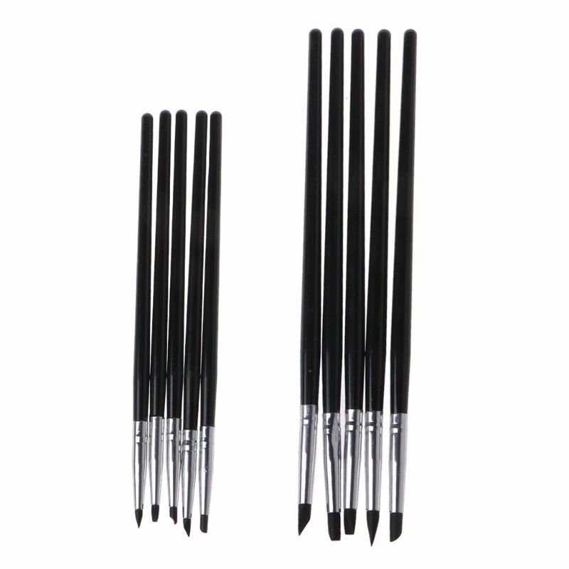 Set bút cọ đầu silicon trét màu tạo hình điêu khắc tranh vẽ resin đất sét mềm epoxy 5 kiểu