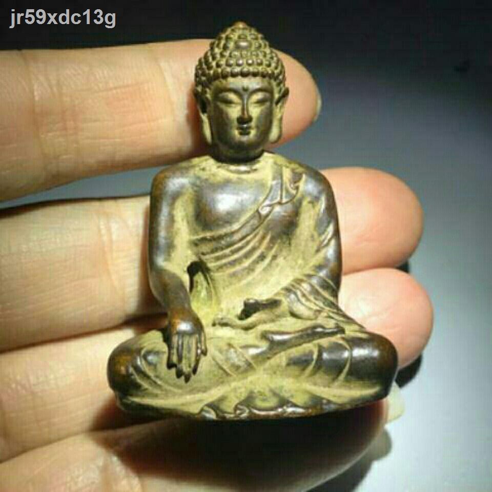 Đồ cổ lưu truyền lâu đời tượng Phật Thích Ca bằng đồng rắn có lớp gỉ để xua đuổi tà, trang trí nhỏ và cũ sư