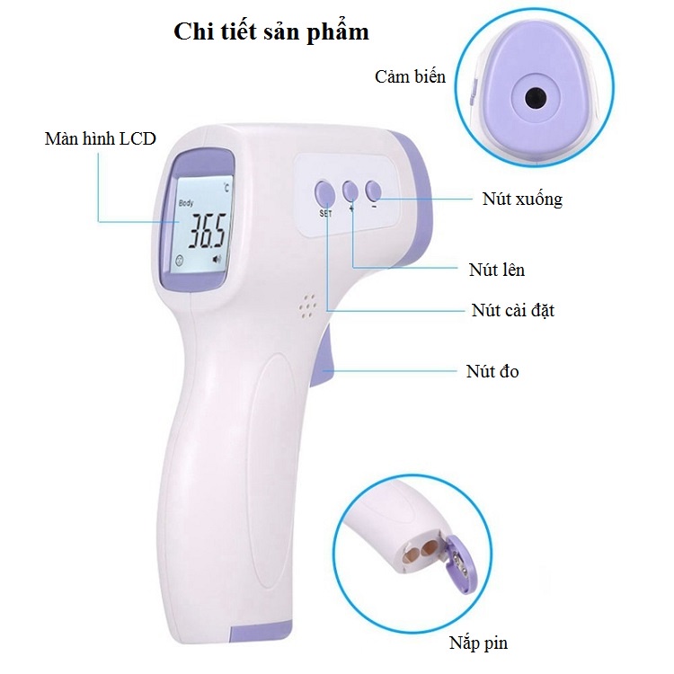 Nhiệt kế điện tử đo trán, nhiệt độ sữa, nước bằng tia hồng ngoại