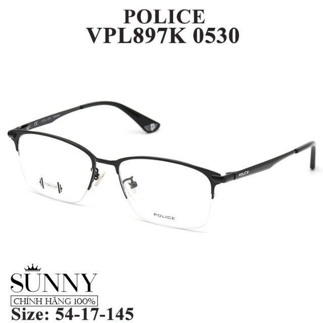 Gọng kính thời trang chính hãng Police VPL897K, thiết kế dễ đeo bảo vệ mắt