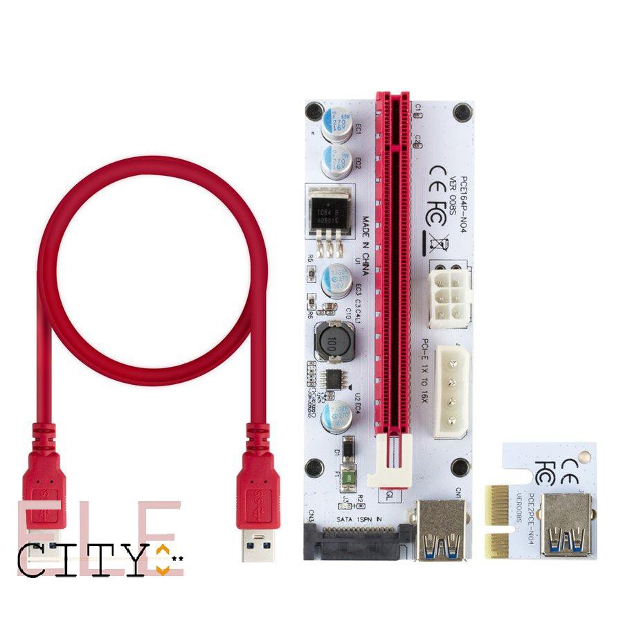 Card chuyển đổi PCI-e PCI Express Riser Card 1x sang dây cáp dữ liệu 16x USB 3.0 3 trong 1 008S