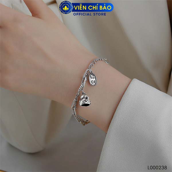 Lắc tay bạc bạc nữ Charm Mèo thần tài bạc Thái 925 thời trang phụ kiện trang sức nữ Viễn Chí Bảo L000238