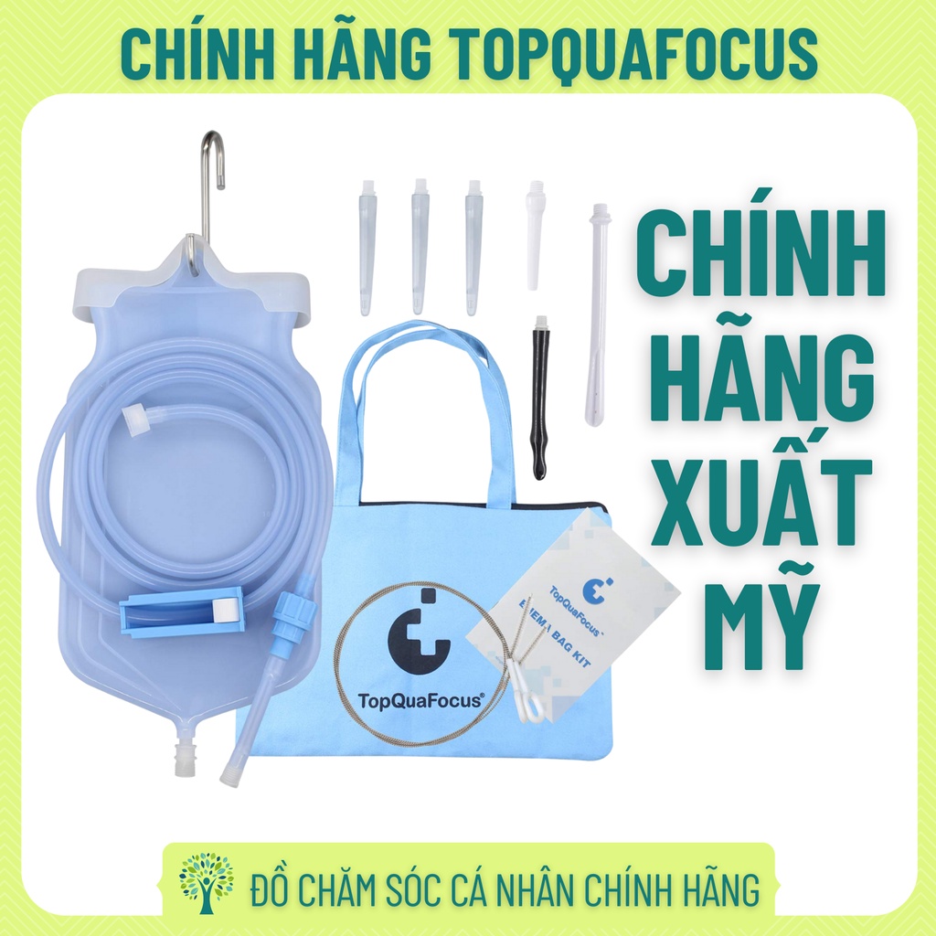 Túi thải độc đại tràng, thụt tháo đại tràng, thải độc cà phê TopQuaFocus 2l xuất Mỹ TOP1