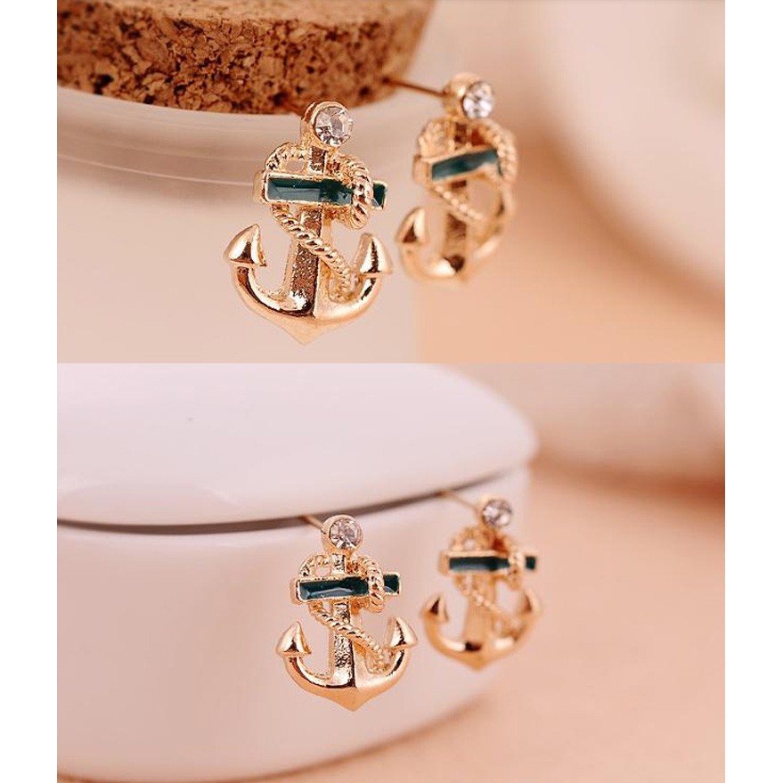 Hoa tai kiểu dáng mỏ neo đính đá thời trang