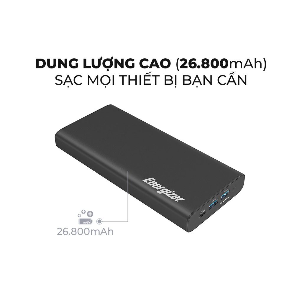 Sạc dự phòng Energizer XP26800PD 26,800mAh Dâu Đen Store