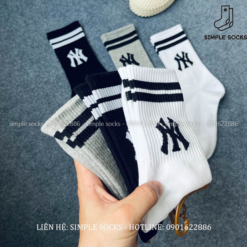 Vớ NY Cổ Cao Hàn Quốc Họa Tiết Monogram Cao Cấp Cotton Thoáng Khí 💖SIMPLE SOCKS💖Tất LA Boston NY Cổ Cao New York Yankees