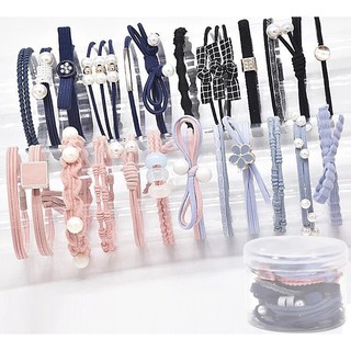 Set 12 dây thun cột tóc đơn giản phong cách Hàn Quốc Cao Cấp