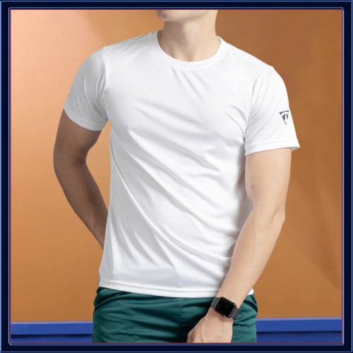 Áo thể thao nam NUTTY, áo tập gym vải thun trắng, vải thun lạnh, co dãn 4 chiều, chuẩn form, thoải mái
