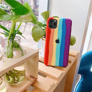 Ốp chống bẩn cầu vồng logo táo dành cho iPhone 11 Pro Max 7 8 Plus X XsMax XR Cú Mèo Case