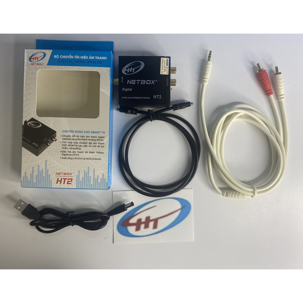 Bộ OPTICAL Netbox-HT2 và Dây AV 3.5 ra AV/ Bộ chuyển đổi âm thanh và dây cáp loa 3.5 ra AV 1.8M/3M/5M/10M -HÀNG CHÍNHÃNG