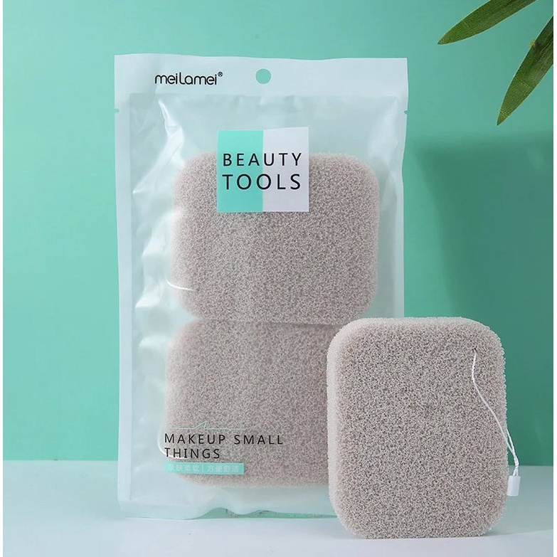 [HÀNG NHẬP KHẨU] Set 2 Bông Rửa Mặt Bọt Biển Làm Sạch Sâu, Làm Sạch Bụi Bẩn Meilamei MLM-B506