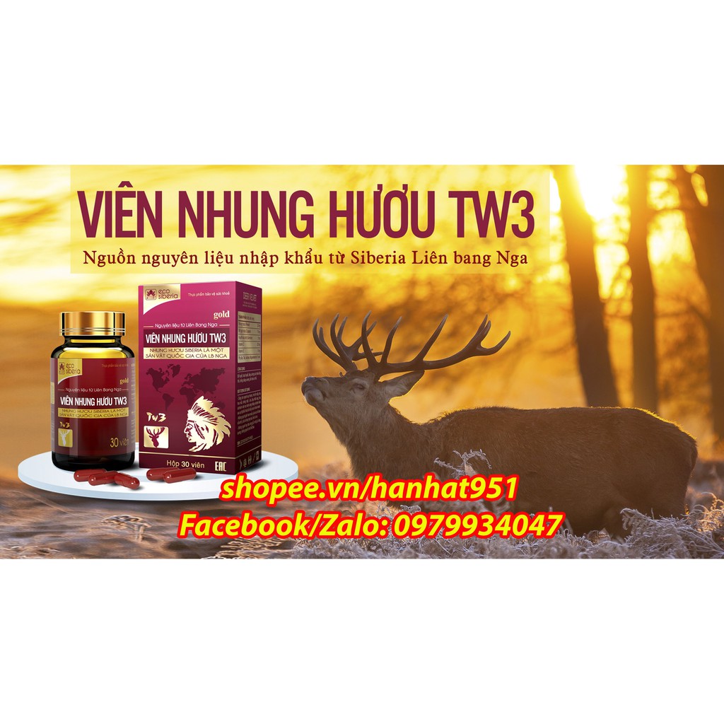 VIÊN NHUNG HƯƠU TW3 chiết xuất nhung hươu Siberia - Hộp 30 viên