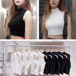 Áo thun body nữ cổ cao - áo croptop sát nách cổ cao - g301