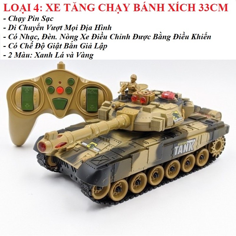 Xe Tăng Điều Khiển Từ Xa Đa Dạng Mẫu, Di Chuyển Vượt Địa Hình, Đèn Sáng Lấp Lánh, Nhạc Chiến Đấu Vui Nhộn