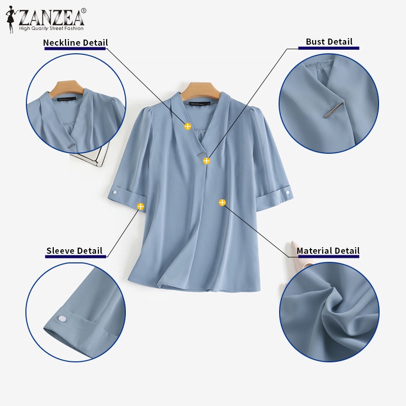Zanzea Áo Nữ Tay Ngắn Cổ Chữ V Thời Trang Đường Phố Thanh Lịch