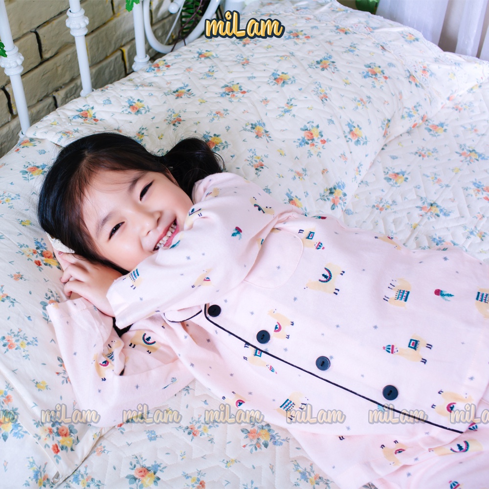 Bộ quần áo Pyjama cổ vuông dài tay MILAM mặc nhà thoải mái dễ chịu cho mẹ và bé