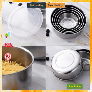 [CỰC RẺ] Set 5 Bát Inox Có Nắp Đậy Silicon